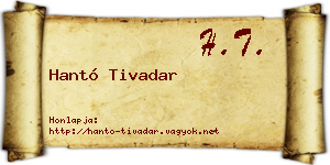 Hantó Tivadar névjegykártya